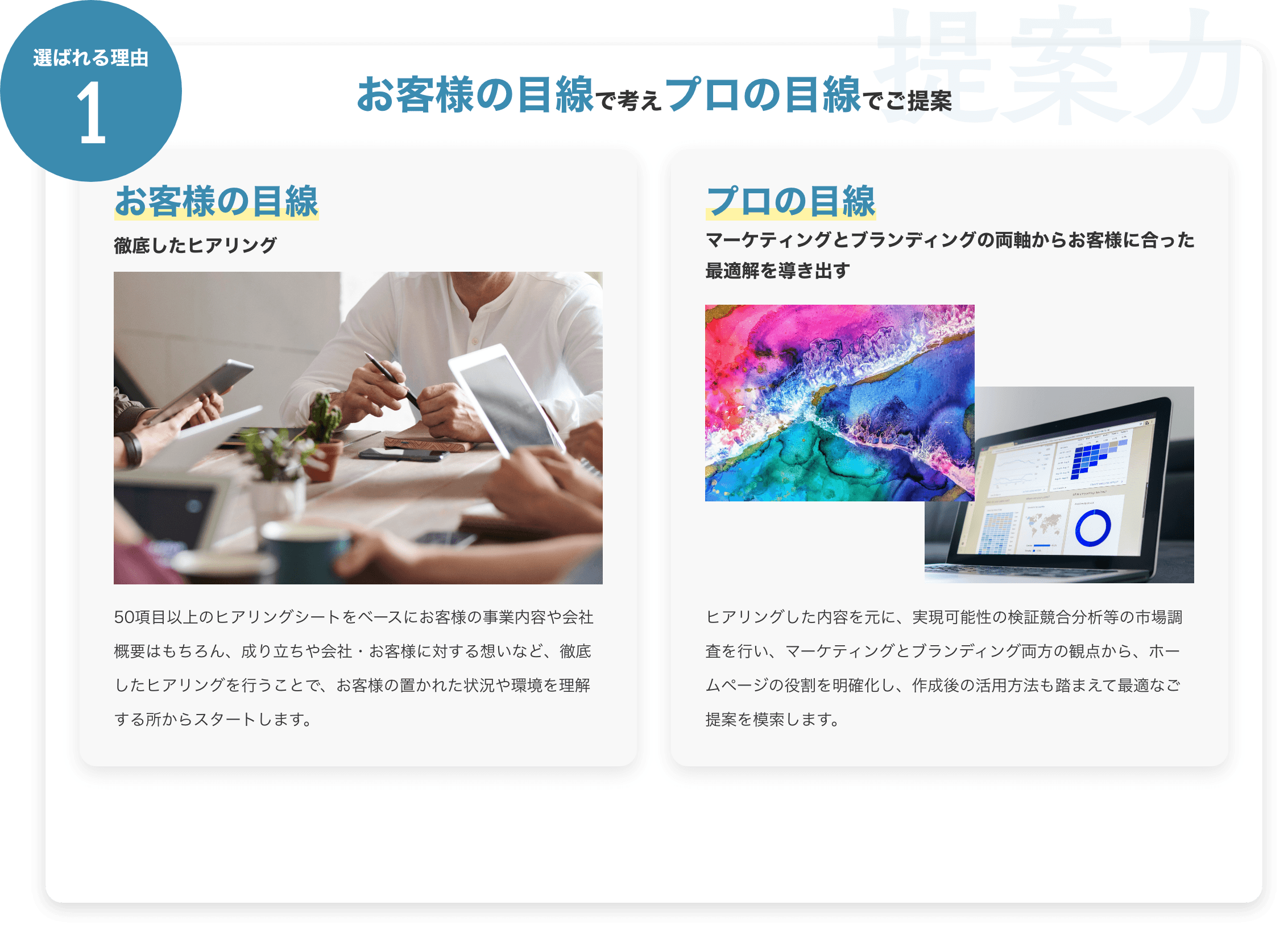 お客様の目線で考えプロの目線でご提案
